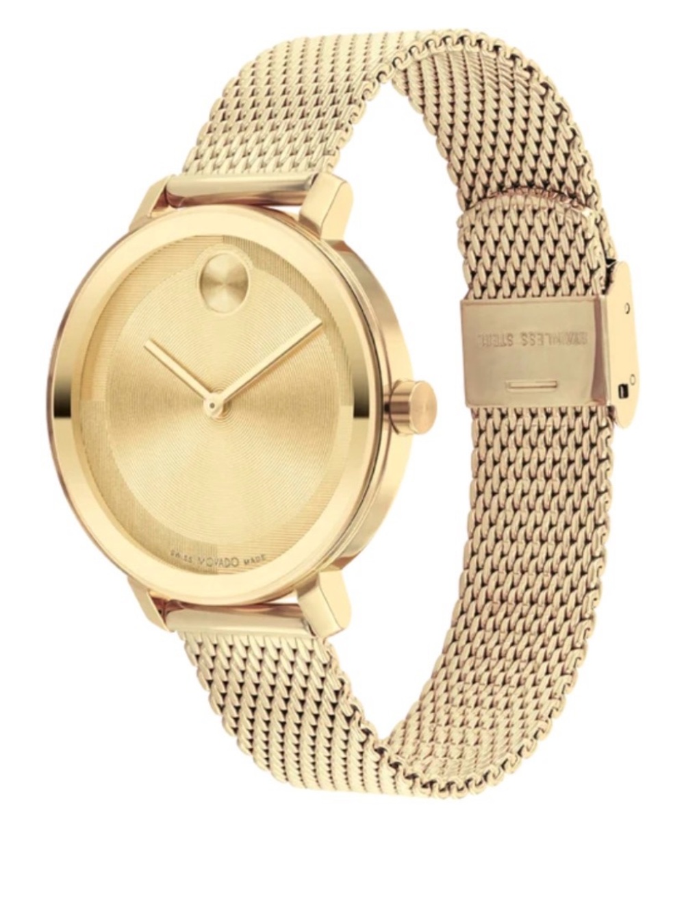 MOVADO BOLD EVOLUTION women’s watch. Pale gold mesh bracelet, 37mm, BNWT